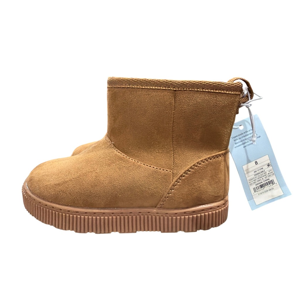 Cat & Jack Arlo Toddler Boots Cognac Brown Faux Suede Side Zip Size 8 NWT
